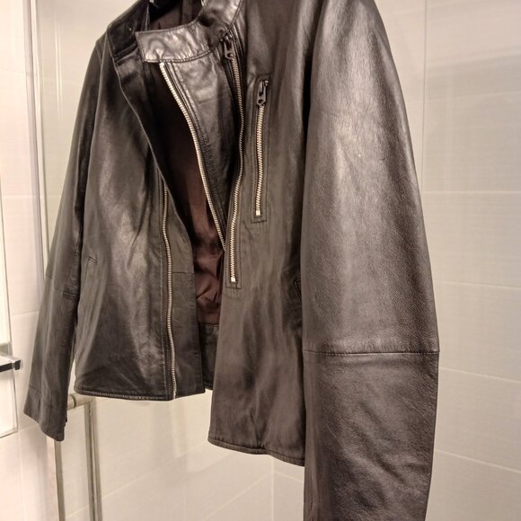 G-Star Black Leather Jacket with Zipper Details - Picture 5 of 12